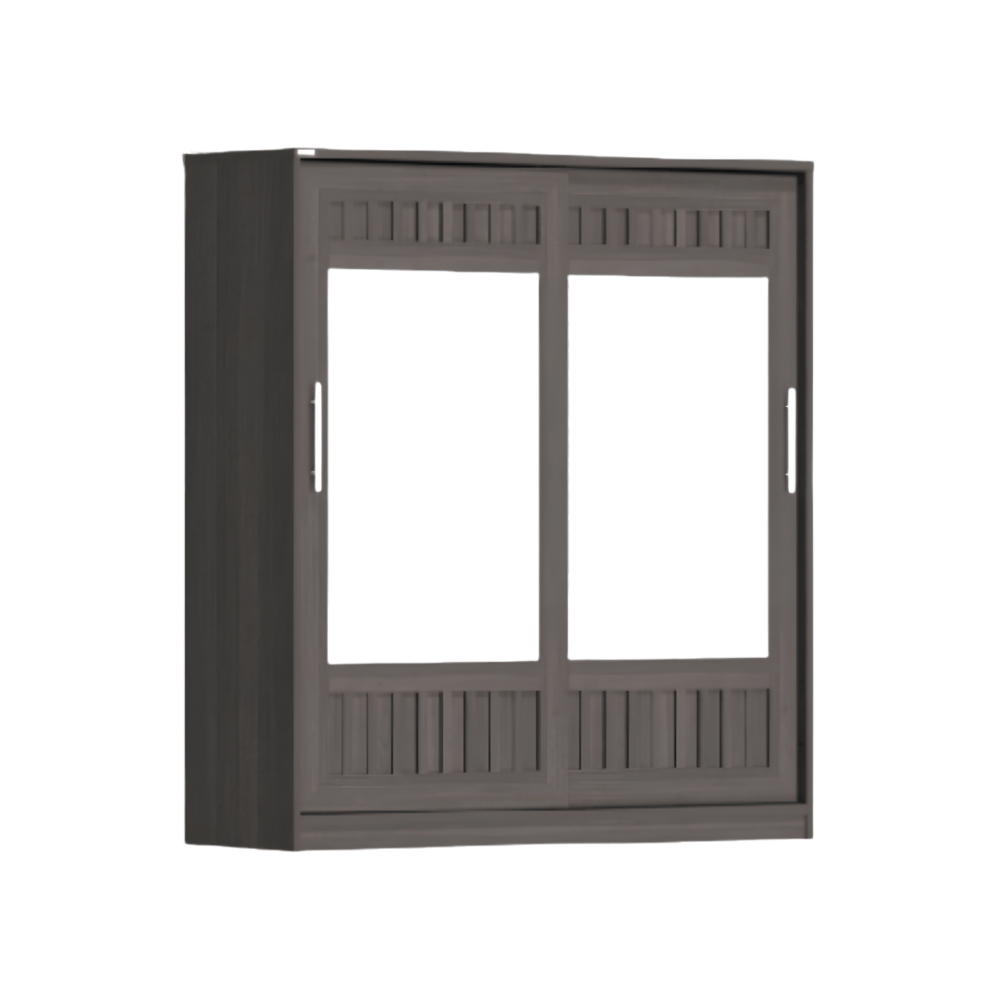 ตู้เสื้อผ้าบานเลื่อนกระจกเงา WISDOM DESIGN FURNITURE รุ่น W18SL 180 ซม. สีโอ๊ค